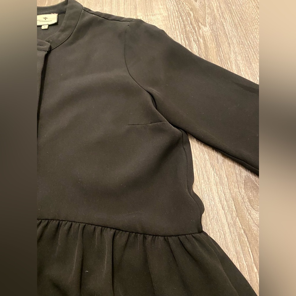 Tuckernuck Black Stretch Crepe Royal Shirt Dress 3/4 Sleeves- Small - Picture 14 of 16